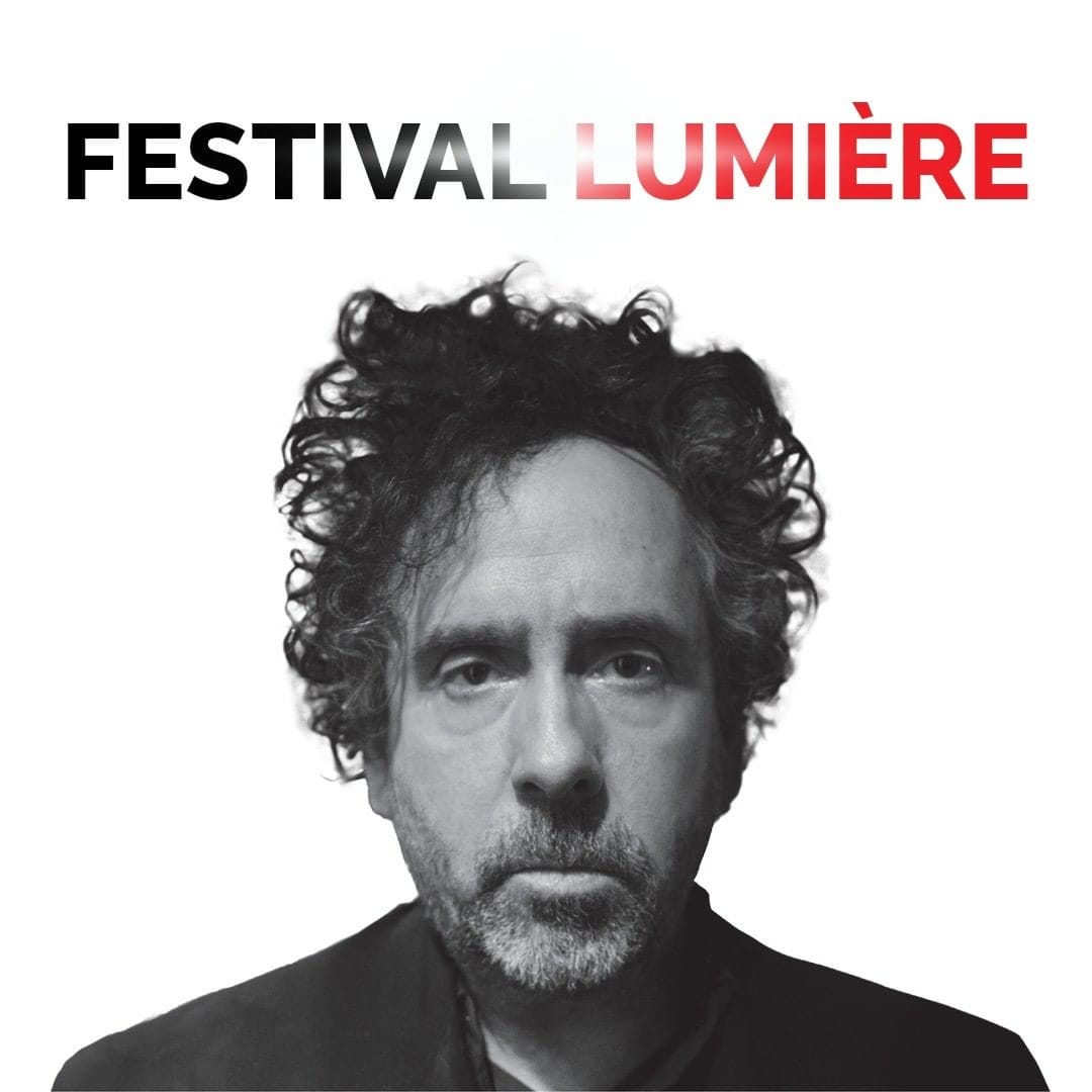 Affiche festival Lumière avec la photo de Tim Burton