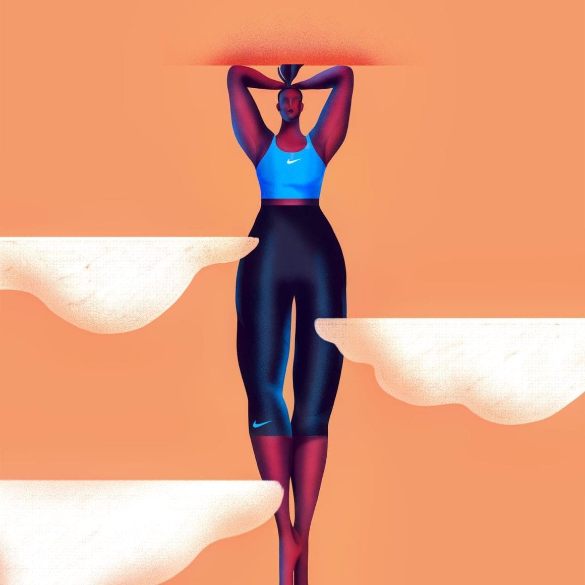 Xoana Herrera - Illustration pour l'article '' Yoga Inversions '' sur Nike Journal. 