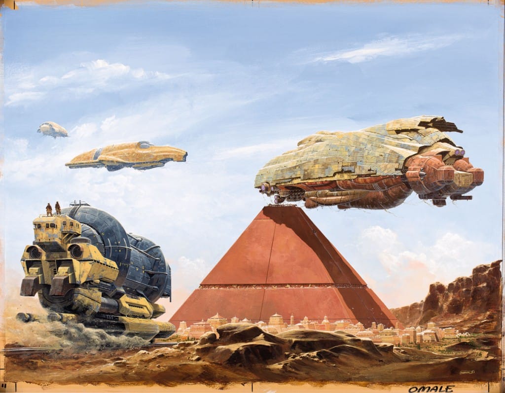 Illustration représentant un paysage de science-fiction