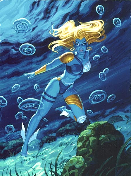 Illustration dans laquelle une créature aquatique est immobile. dans l'eau.