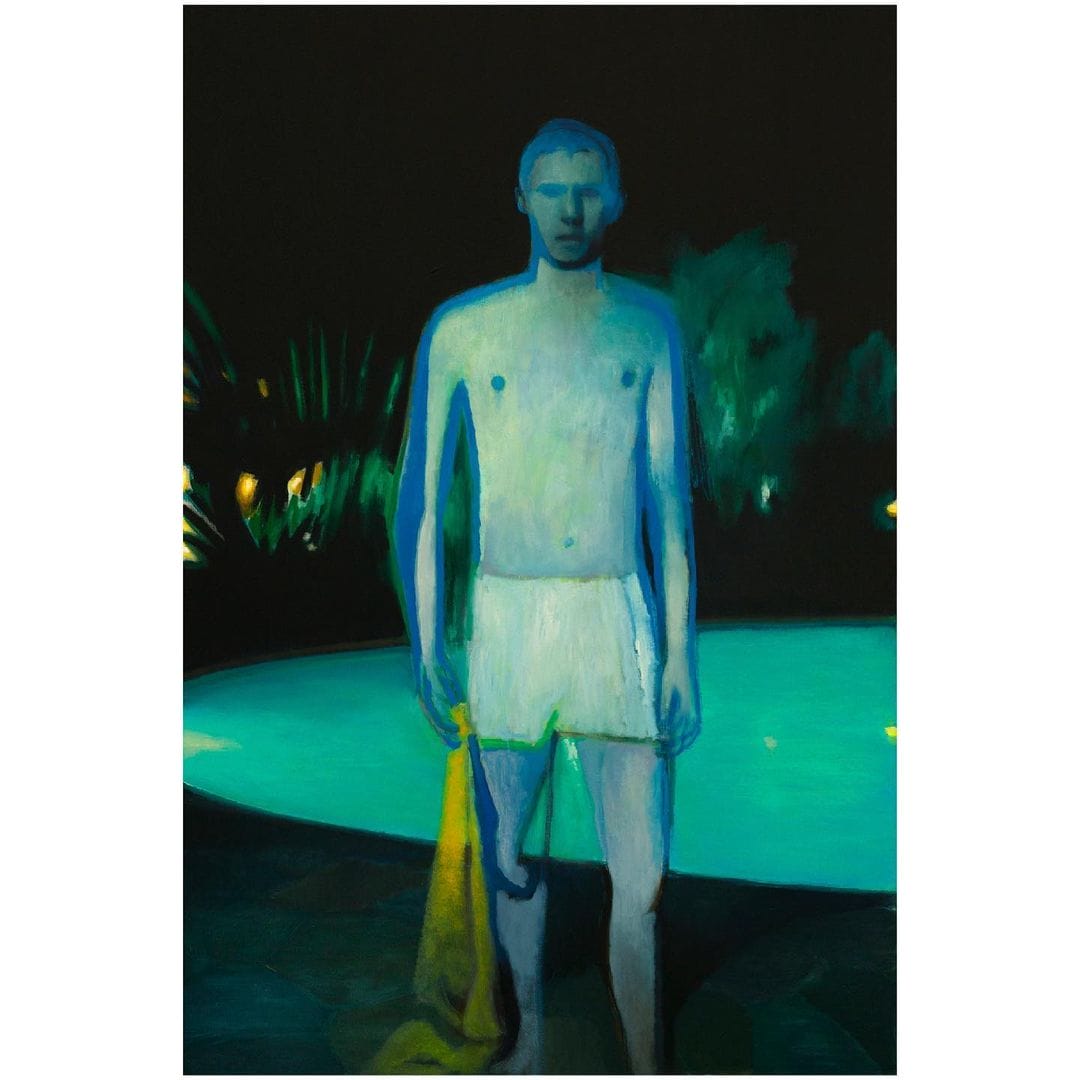 Jonathan Wateridge a peint un homme aux allures fantomatiques et au bord d'une piscine  
