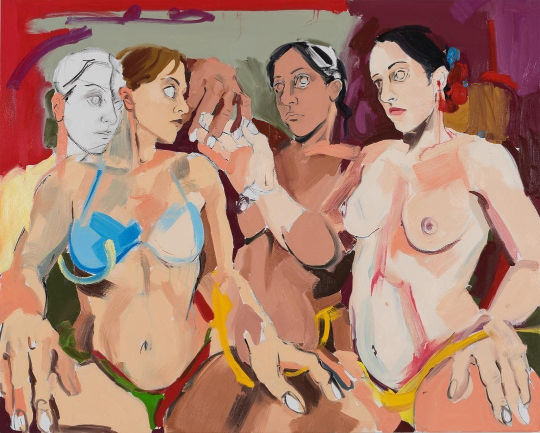 Les peintures de l'artiste représentent des femmes à la poitrine dévoilée
