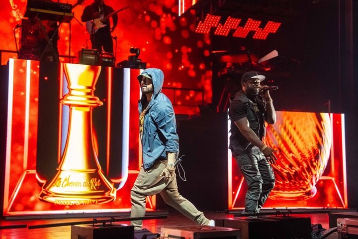 Eminem et 50 Cent sur scène