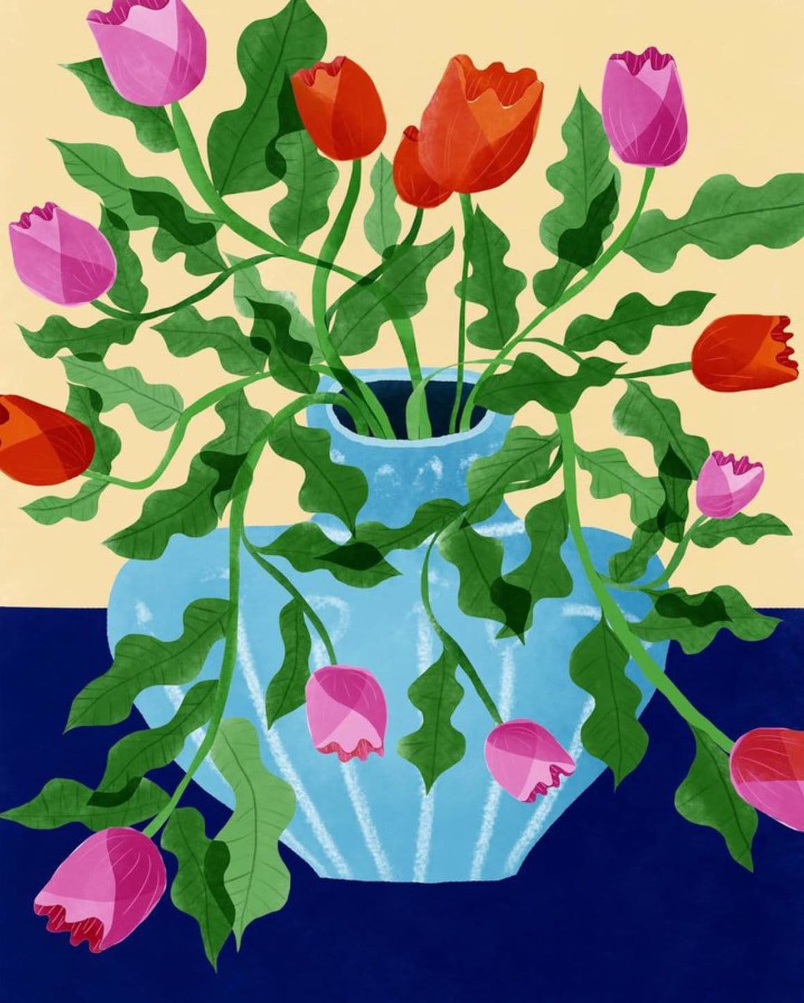 illustration d'un vase de tulipes
