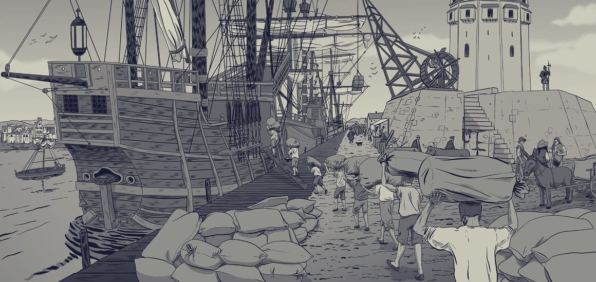 Les préparatifs à Séville
Dessins : REMEMBERS. Adapté de la collection documentaire « L’Incroyable périple de Magellan » écrite et réalisée par François de Riberolles, produite par Camera Lucida
© CAMERA LUCIDA PRODUCTIONS - ARTE France – MINIMAL FILMS – BELGICA FILMS – SERENA PRODUCTIONS – 2022