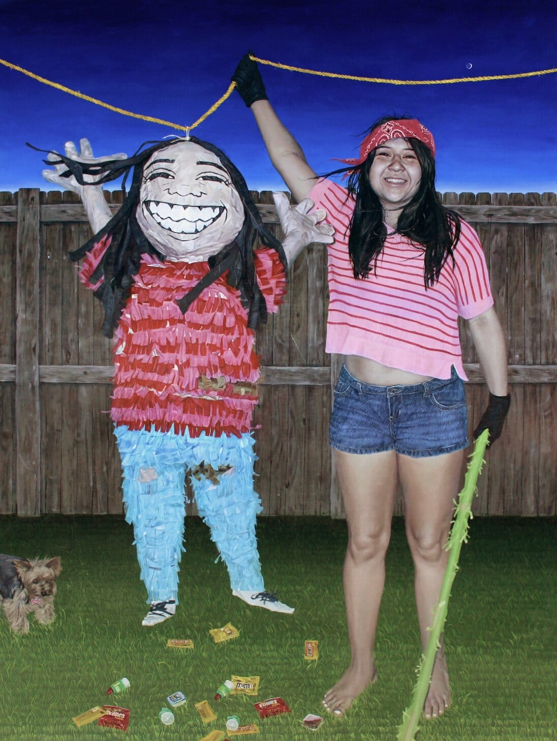 Autoportrait de l'artiste avec une piñata