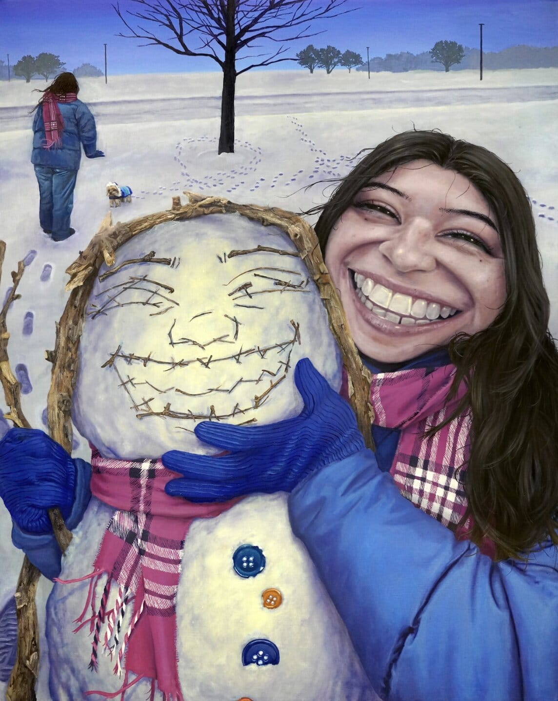 Camila Salinas représentée au côté d'un bonhomme de neige qui reprend ses traits