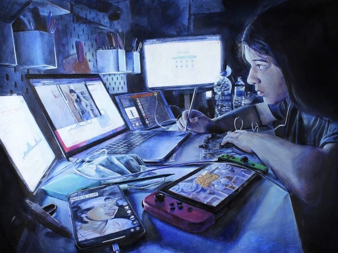 Adolescente ultra-connectée en période de confinement