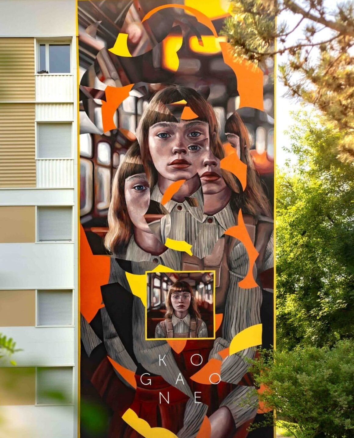 Peinture mural d'une petite fille par KogaOne à Saint-Martin-d'Hères