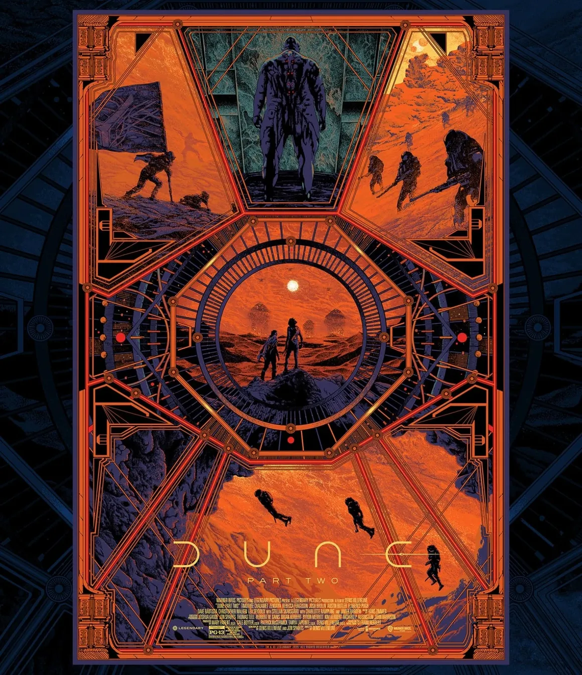 Affiche alternative de Dune : Part Two illustrée par Kilian Eng avec une composition géométrique centrée sur la planète Arrakis