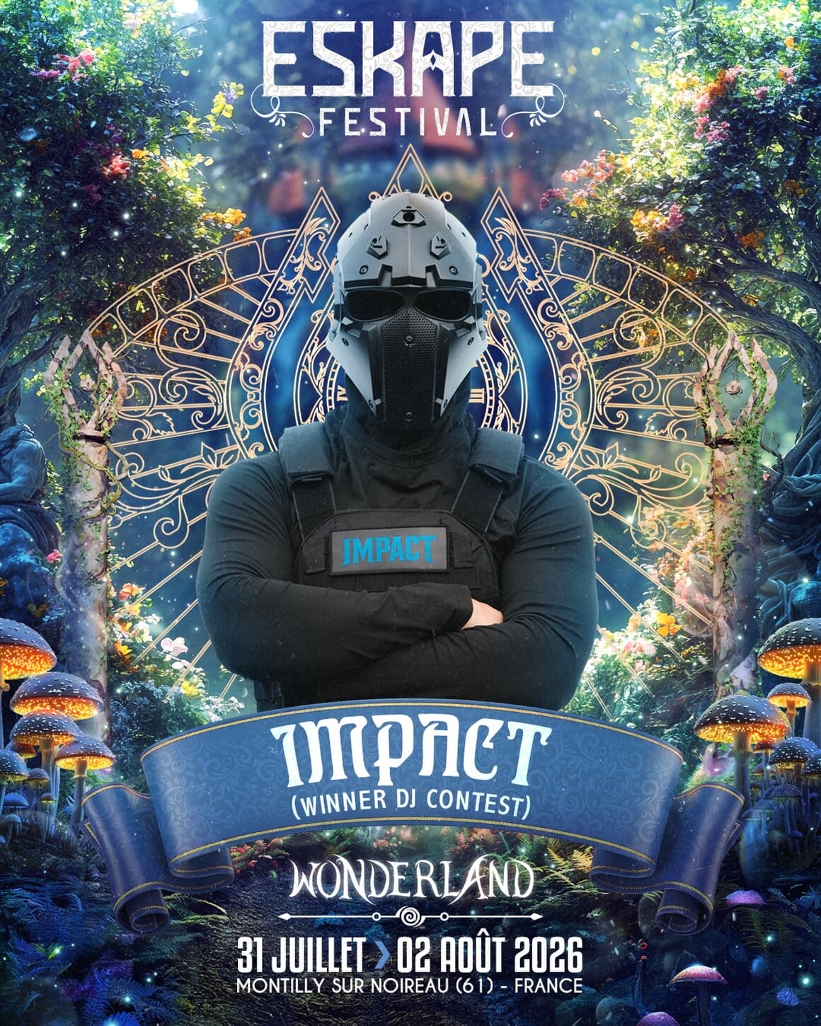 Affiche officielle de l'édition 2026 du Eskape festival se déroulant entre le 31 juillet et le 2 août.