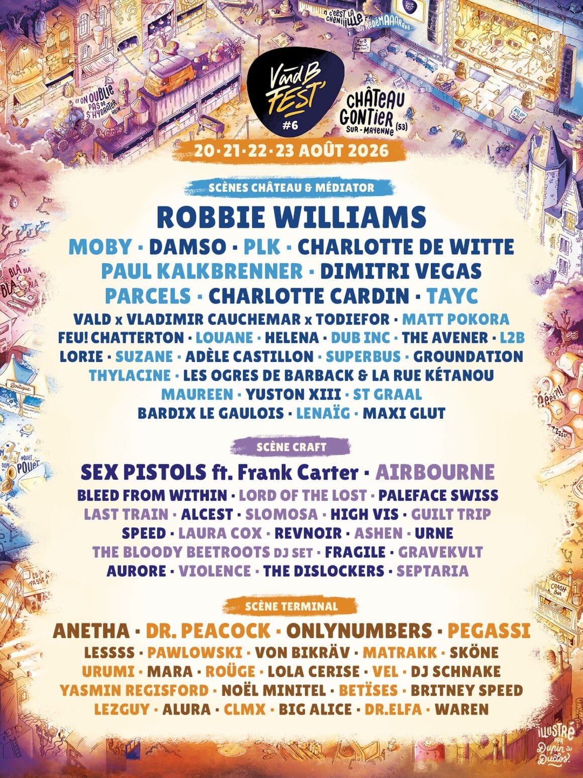 Affiche officielle de l'édition 2026 du festival V and B fest' se déroulant du 20 au 23 août.