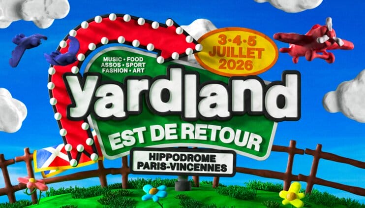 Affiche officielle de Yardland 2026 à l'hippodrome Paris-Vincennes en pâte à modelé présentant les informations du festival