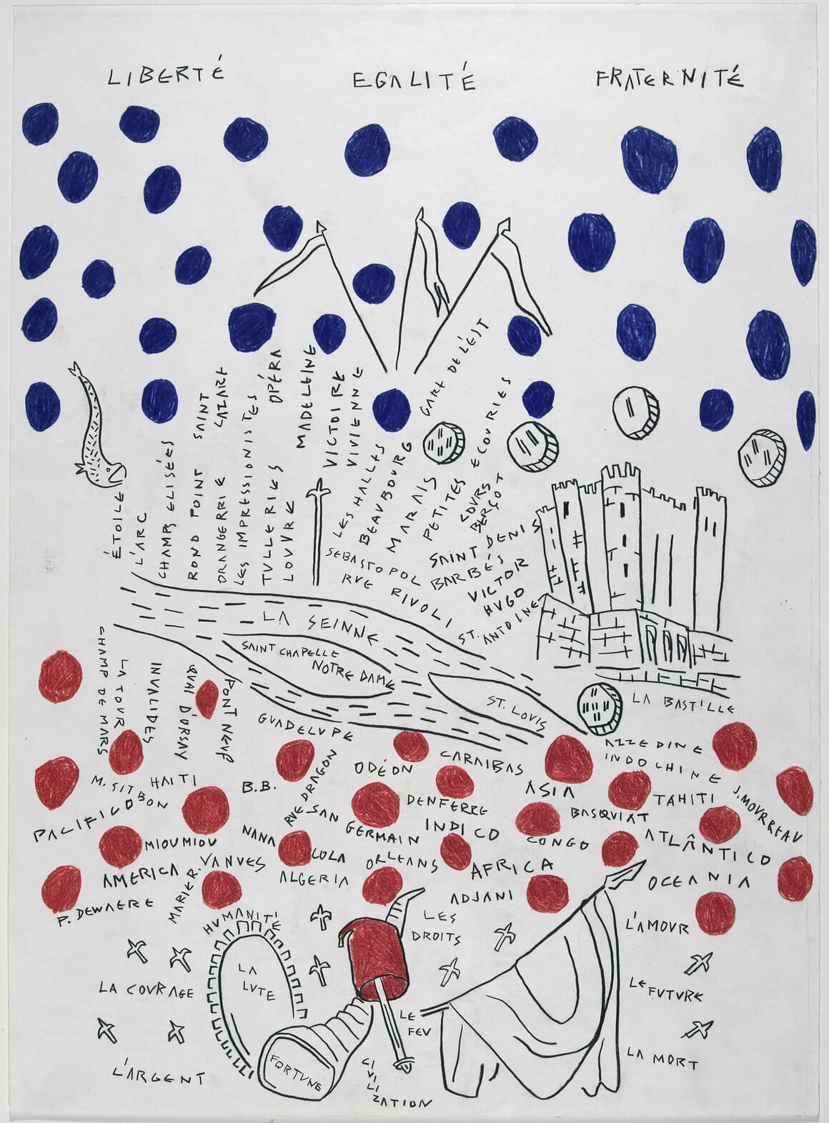 LEONILSON BEZERRA DIAS José, O encontro em maio passado, 1989 Encre noire et gouache sur papier, 29,5 x 21 cm © droits réservés, photo © Centre Pompidou, MNAM-CCI/Philippe Migeat/Dist. GrandPalaisRmn